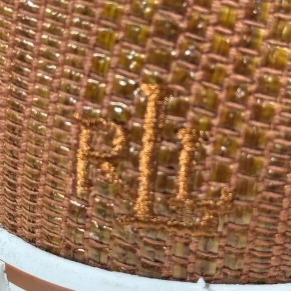 Lauren Ralph Lauren Janis Brown Slip On Sneaker Womens 9B Brown Woven Straw Look - Picture 5 of 10